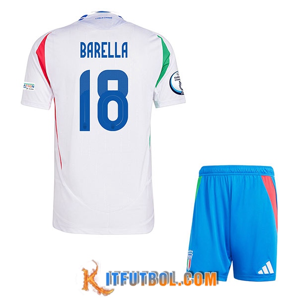 Camiseta Equipo Nacional Italia (BARELLA #18) Ninos 2024/2025 Segunda