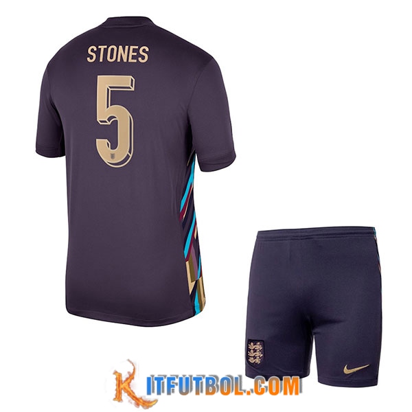 Camiseta Equipo Nacional Inglaterra (STONES #5) Ninos 2024/2025 Segunda
