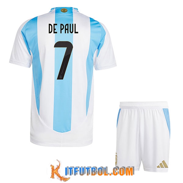 Camiseta Equipo Nacional Argentina (DE PAUL #7) Ninos 2024/2025 Primera