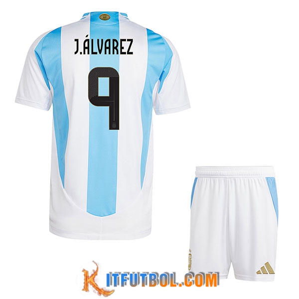 Camiseta Equipo Nacional Argentina (J.ALVAREZ #9) Ninos 2024/2025 Primera