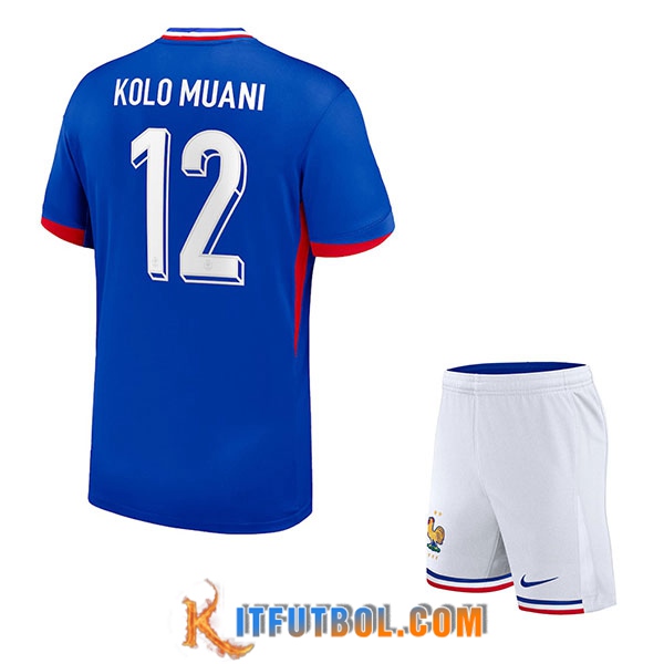 Camiseta Equipo Nacional Francia (KOLO MUANI #12) Ninos 2024/2025 Primera