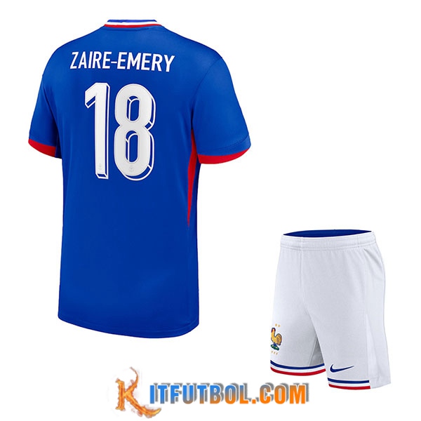 Camiseta Equipo Nacional Francia (ZAIRE-EMERY #18) Ninos 2024/2025 Primera