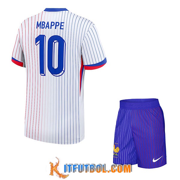 Camiseta Equipo Nacional Francia (MBAPPE #10) Ninos 2024/2025 Segunda