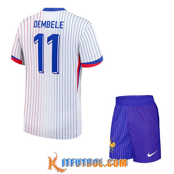 Camiseta Equipo Nacional Francia (DEMBELE #11) Ninos 2024/2025 Segunda