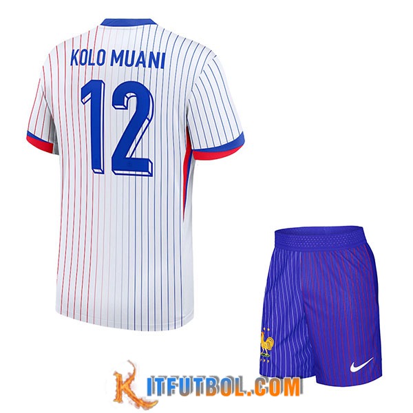 Camiseta Equipo Nacional Francia (KOLO MUANI #12) Ninos 2024/2025 Segunda