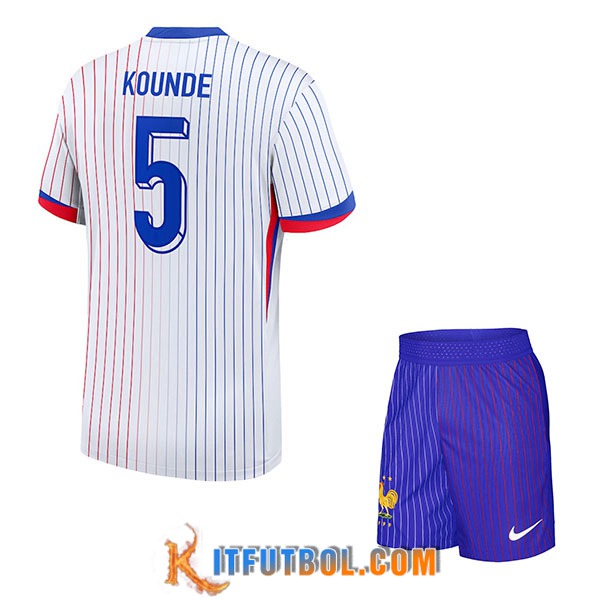 Camiseta Equipo Nacional Francia (KOUNDE #5) Ninos 2024/2025 Segunda
