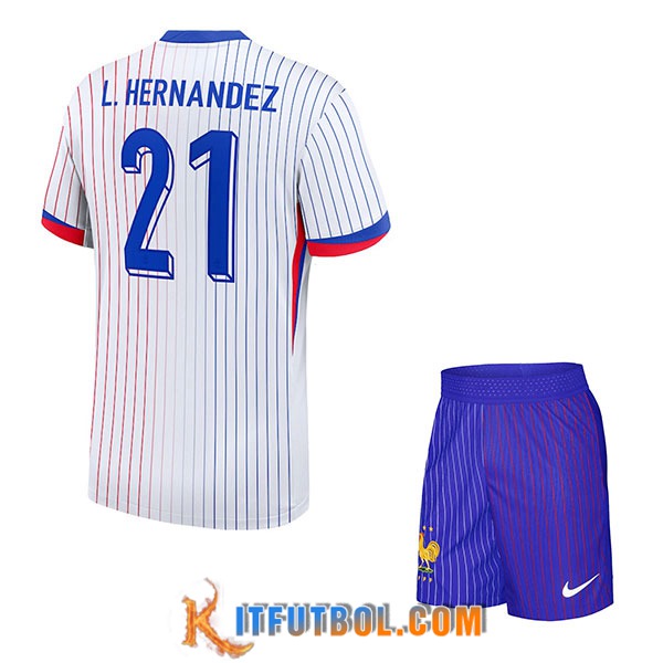 Camiseta Equipo Nacional Francia (L. HERNANDEZ #21) Ninos 2024/2025 Segunda