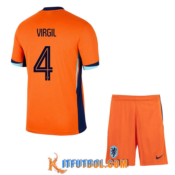 Camiseta Equipo Nacional Países Bajos (VIRGIL #4) Ninos 2024/2025 Primera