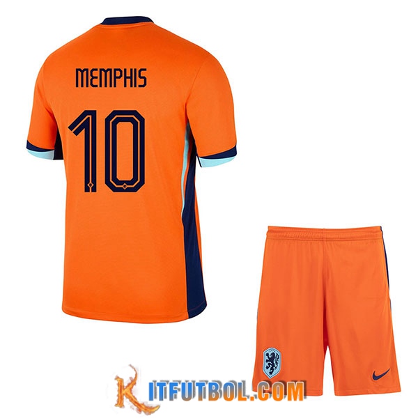 Camiseta Equipo Nacional Países Bajos (MEMPHIS #10) Ninos 2024/2025 Primera
