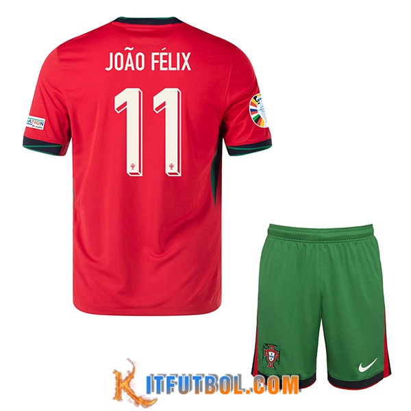 Camiseta Equipo Nacional Portugal (JOA0 FELIX #11) Ninos 2024/2025 Primera