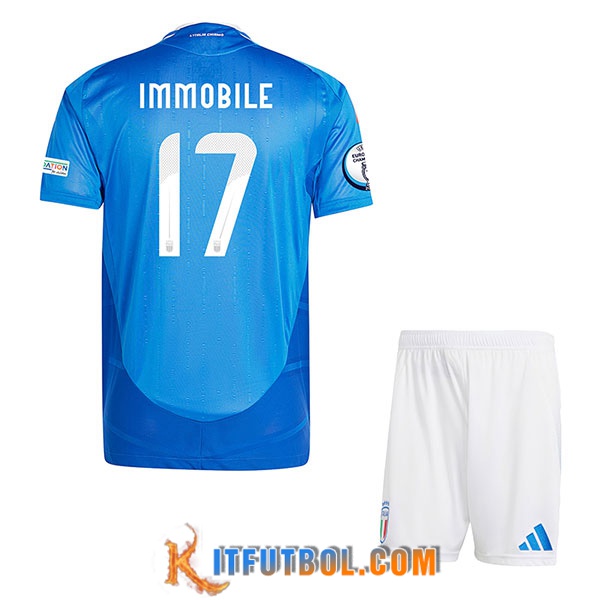 Camiseta Equipo Nacional Italia (IMMOBILE #17) Ninos 2024/2025 Primera