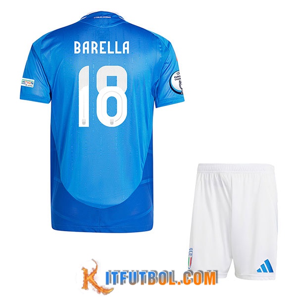 Camiseta Equipo Nacional Italia (BARELLA #18) Ninos 2024/2025 Primera