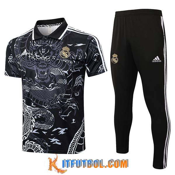 Camiseta Polo Real Madrid Negro/Blanco 2024/2025