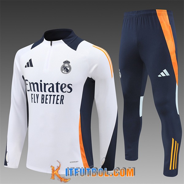 Chandal Equipos De Futbol Real Madrid Ninos Blanco/Naranja/Azul 2024/2025