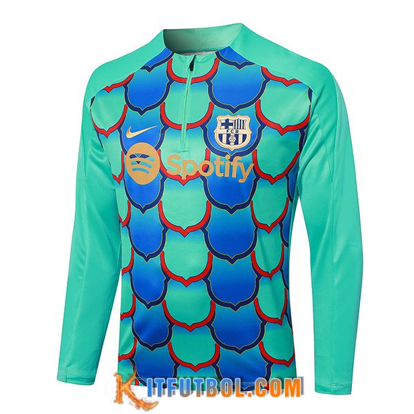 Sudadera De Entrenamiento FC Barcelona Verde/Azul 2024/2025