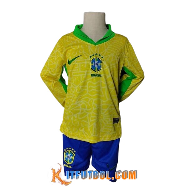 Camisetas De Futbol Brasil Ninos Primera Manga Largas 2024/2025