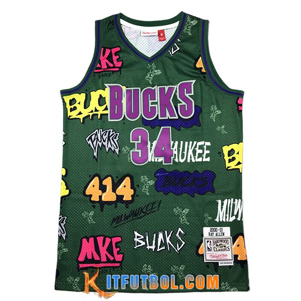 Camisetas NBA Milwaukee Bucks (ALLEN #34) 2024/25 Verde/Violeta