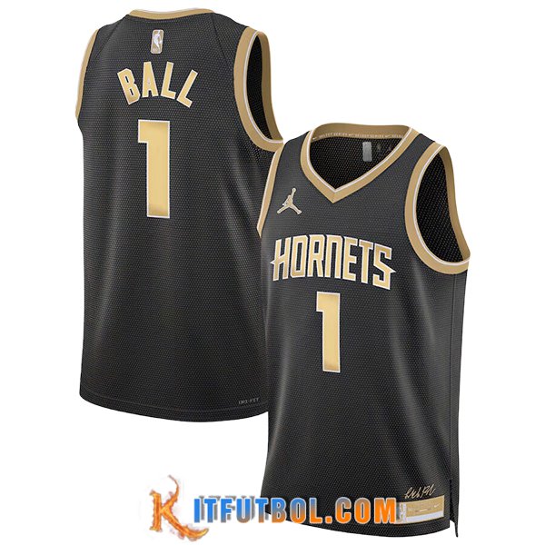 Camisetas NBA Charlotte Hornets (BALL #1) 2024/25 Negro/Amarillo