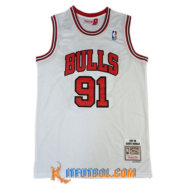 Camisetas NBA Chicago Bulls (RODMAN #91) 2024/25 Blanco/Rojo -02