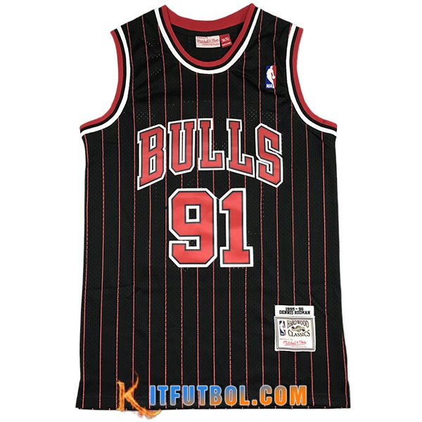 Camisetas NBA Chicago Bulls (RODMAN #91) 2024/25 Negro/Rojo -03