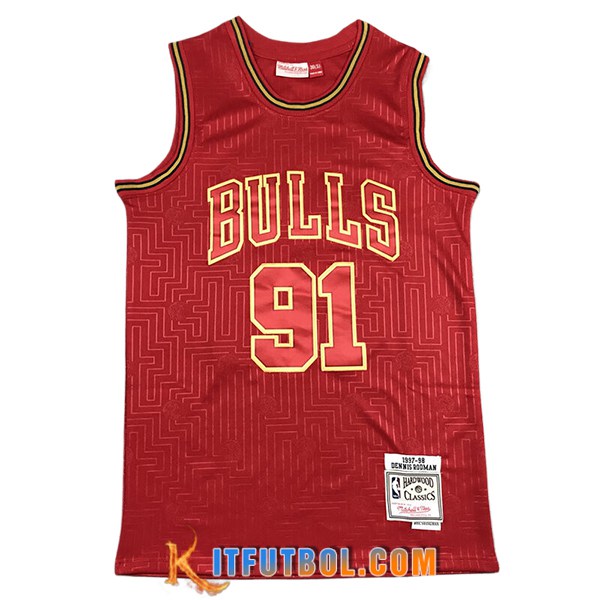 Camisetas NBA Chicago Bulls (RODMAN #91) 2024/25 Rojo/Amarillo