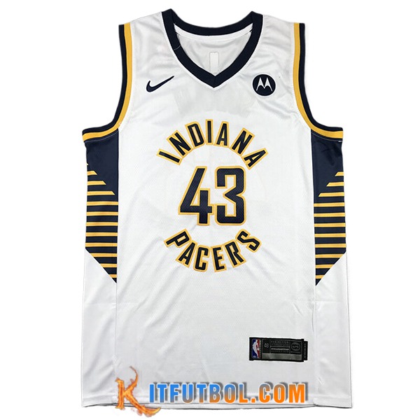 Camisetas NBA Indiana Pacers (SIAKAM #43) 2024/25 Blanco/Negro/Amarillo -02