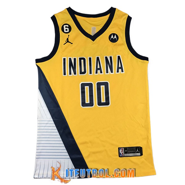 Camisetas NBA Indiana Pacers (MATHURIN #00) 2024/25 Amarillo/Negro/Blanco