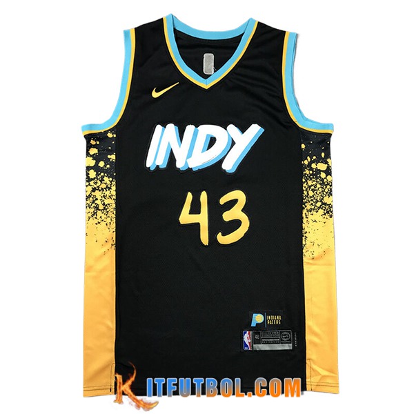 Camisetas NBA Indiana Pacers (SIAKAM #43) 2024/25 Negro/Amarillo -02