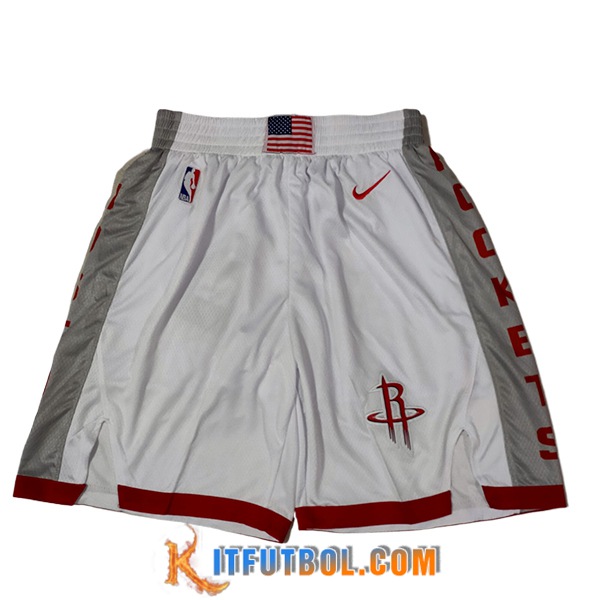 Cortos NBA Houston Rockets 2024/25 Blanco/Gris/Rojo