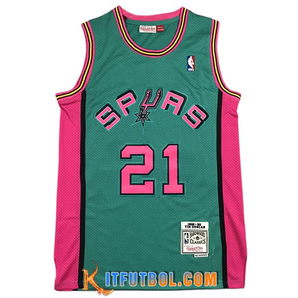 Camisetas NBA San Antonio Spurs (DUNCAN #21) 2024/25 Verde/Rosa