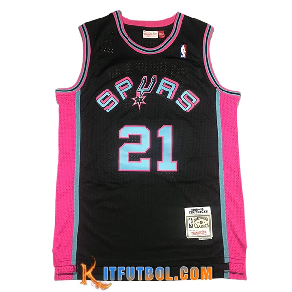 Camisetas NBA San Antonio Spurs (DUNCAN #21) 2024/25 Negro/Rosa/Azul