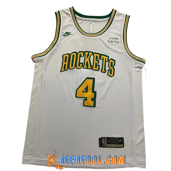 Camisetas NBA Houston Rockets (GREEN #4) 2024/25 Blanco/Amarillo