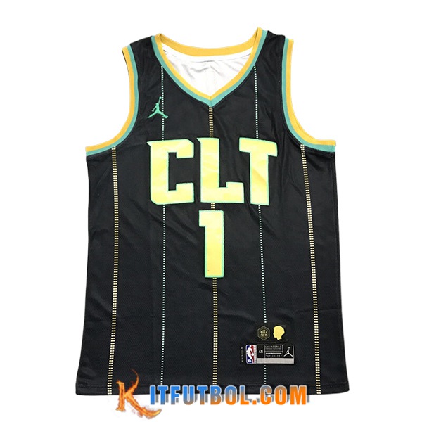 Camisetas NBA Charlotte Hornets (BALL #1) 2024/25 Negro/Amarillo