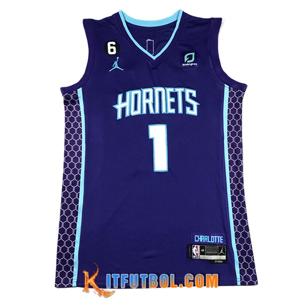 Camisetas NBA Charlotte Hornets (BALL #1) 2024/25 Violeta -02