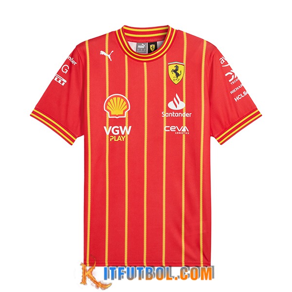 Camiseta de manga corta F1 Scuderia Ferrari Team (LECLERC #16) Rojo/Amarillo 2024