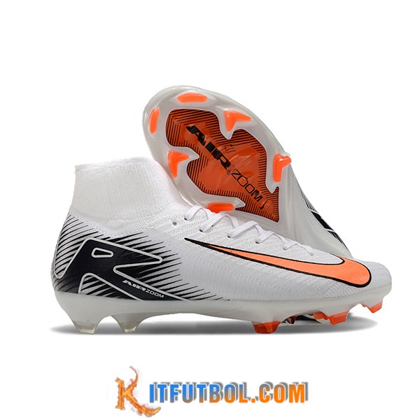 Nike Botas De Fútbol Air Zoom Mercurial Superfly IIX Elite FG Blanco/Negro/Naranja -02