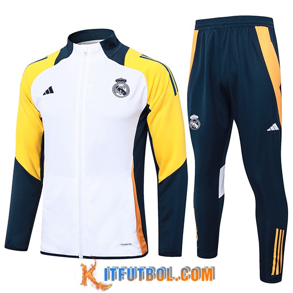 Chandal Equipos De Futbol Chaquetas Real Madrid Blanco/Amarillo/Azul 2024/2025