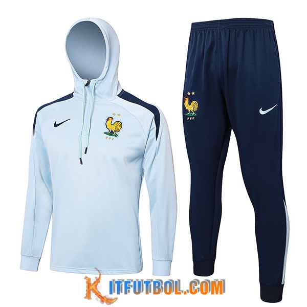 Chaqueta Con Capucha Chandal Rompevientos Francia Azul Claro 2024/2025