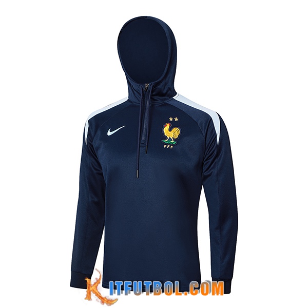 Chaqueta Con Capucha Chandal Rompevientos Francia Azul Oscuro 2024/2025 -03