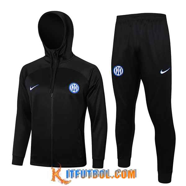 Chaqueta Con Capucha Chandal Rompevientos Inter Milan Negro 2024/2025