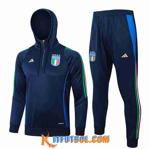 Chaqueta Con Capucha Chandal Rompevientos Italia Azul Oscuro 2024/2025