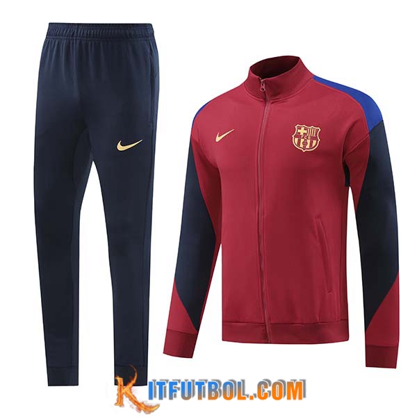 Chandal Equipos De Futbol Chaquetas FC Barcelona Rojo/Negro 2024/2025