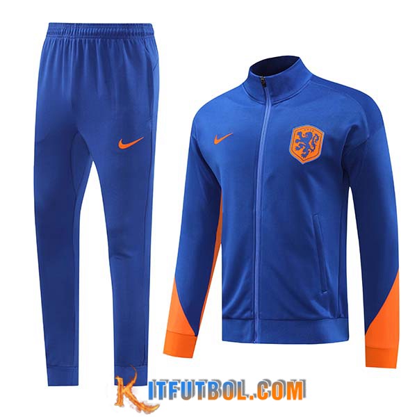 Chandal Equipos De Futbol Chaquetas Países Bajos Azul/Naranja 2024/2025