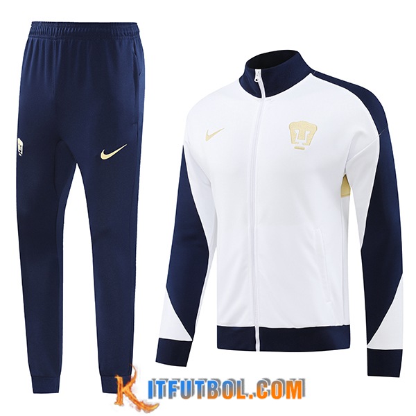 Chandal Equipos De Futbol Chaquetas Pumas UNAM Blanco/Azul/Amarillo 2024/2025
