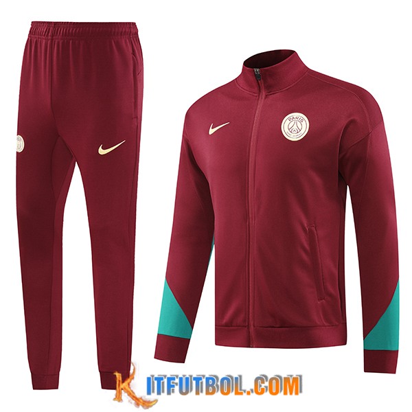 Chandal Equipos De Futbol Chaquetas PSG Rojo/Verde 2024/2025