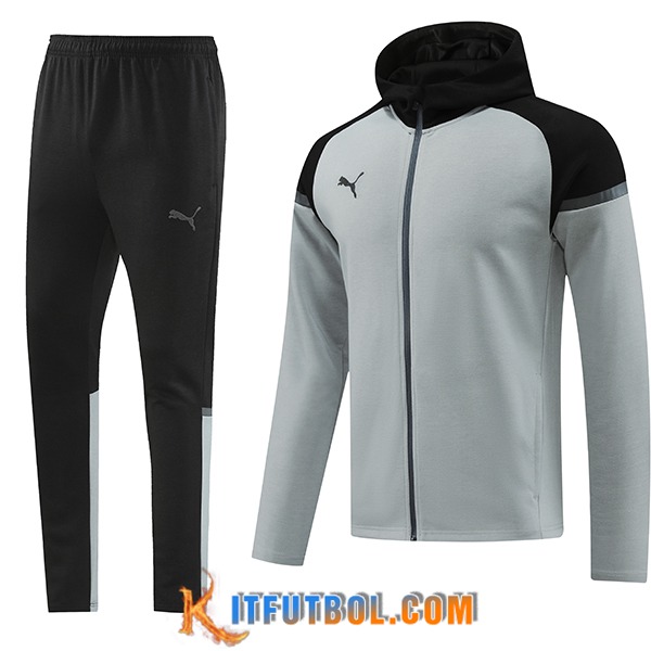 Chaqueta Con Capucha Chandal Rompevientos PUMA Gris/Negro 2024/2025