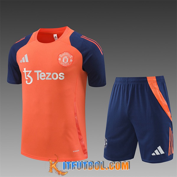 Camiseta Entrenamiento Manchester United Ninos Naranja/Azul 2024/2025