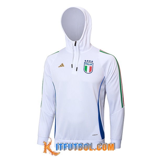 Chaqueta Con Capucha Italia Blanco/Azul 2024/2025