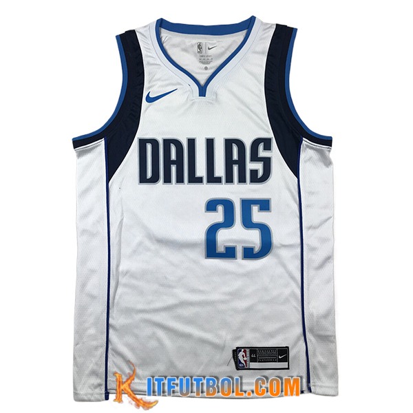 Camisetas Dallas Mavericks (WASHINGTON JR. #25) 2024/25 Blanco/Azul/Negro