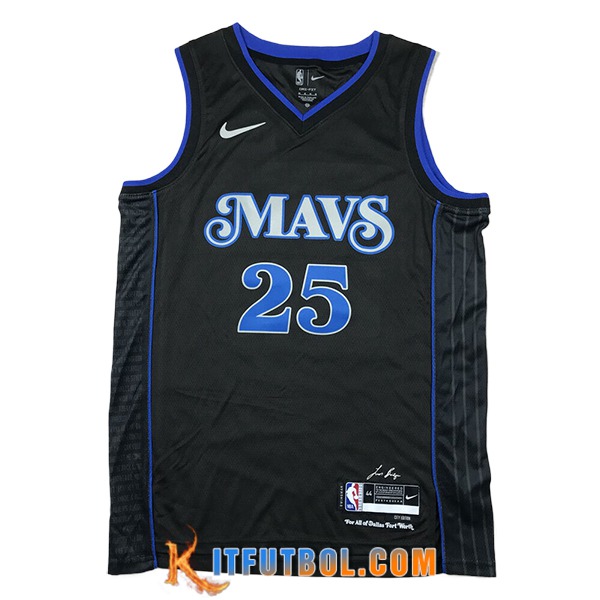 Camisetas Dallas Mavericks (WASHINGTON JR. #25) 2024/25 Negro/Azul